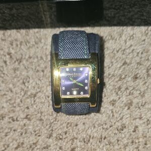 Joan Rivers Gold and Navy Denim Watch